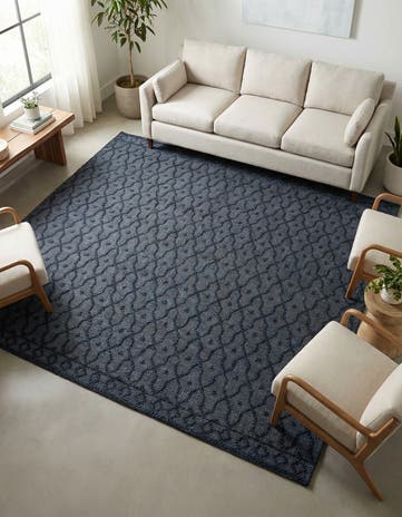 Navy Blue Hand Woven Larsa Jute Square Rug