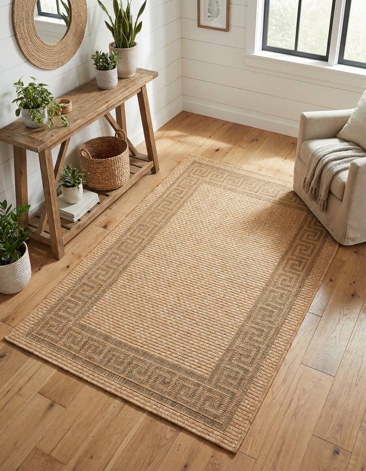 Detail image of 3' 3 x 5' Washable Border Indoor / Outdoor Rug