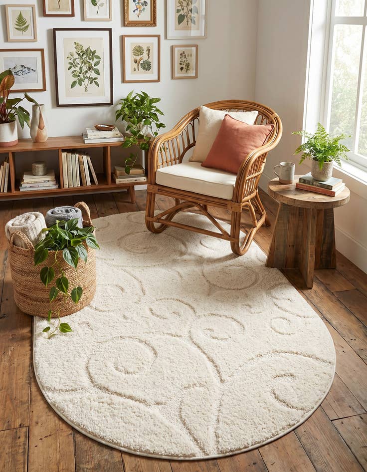 Detail image of 4' x 6' Floral Shag Oval Rug