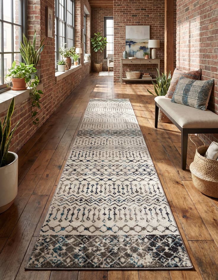Detail image of 3' 3 x 16' 5 Moroccan Trellis Runner Rug