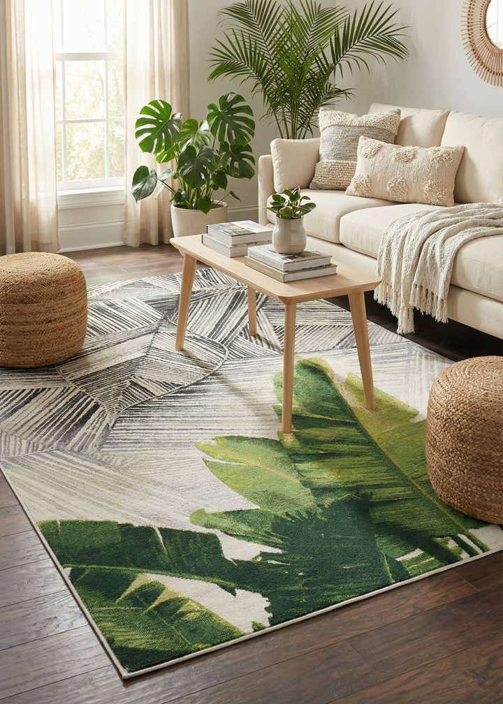 6' x 9' Easy-Clean Botanical Indoor / Outdoor Rug