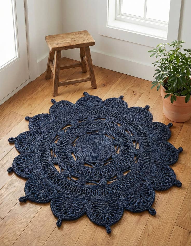 Detail image of 3' 1 x 3' 1  Hand Braided Jute Round Rug