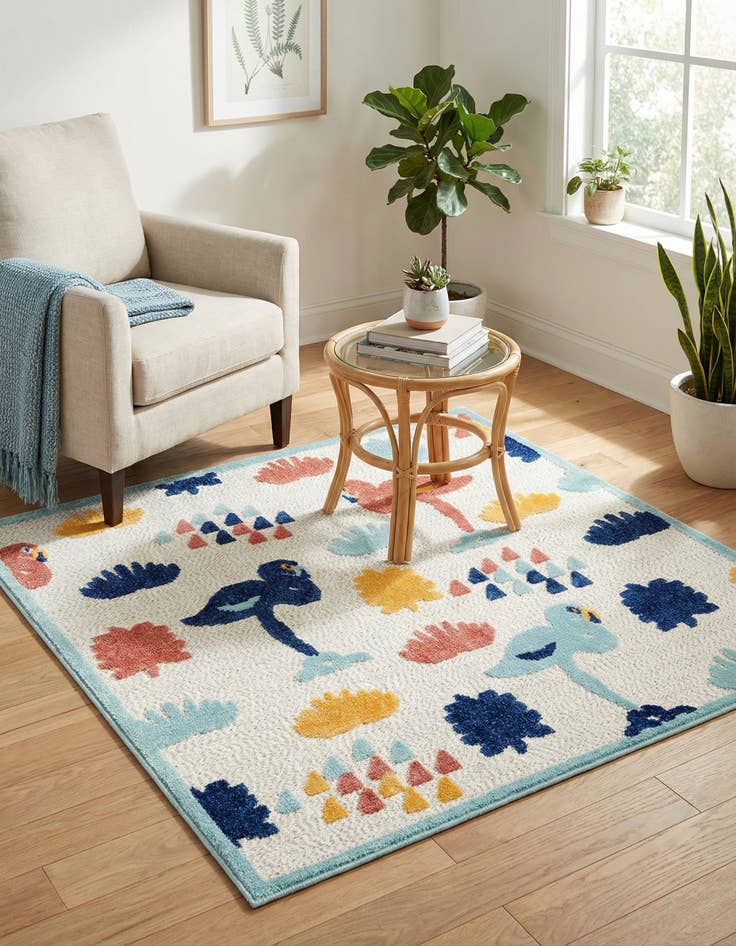 Detail image of 5' 3 x 5' 3 Washable Belize Indoor / Outdoor Square Rug