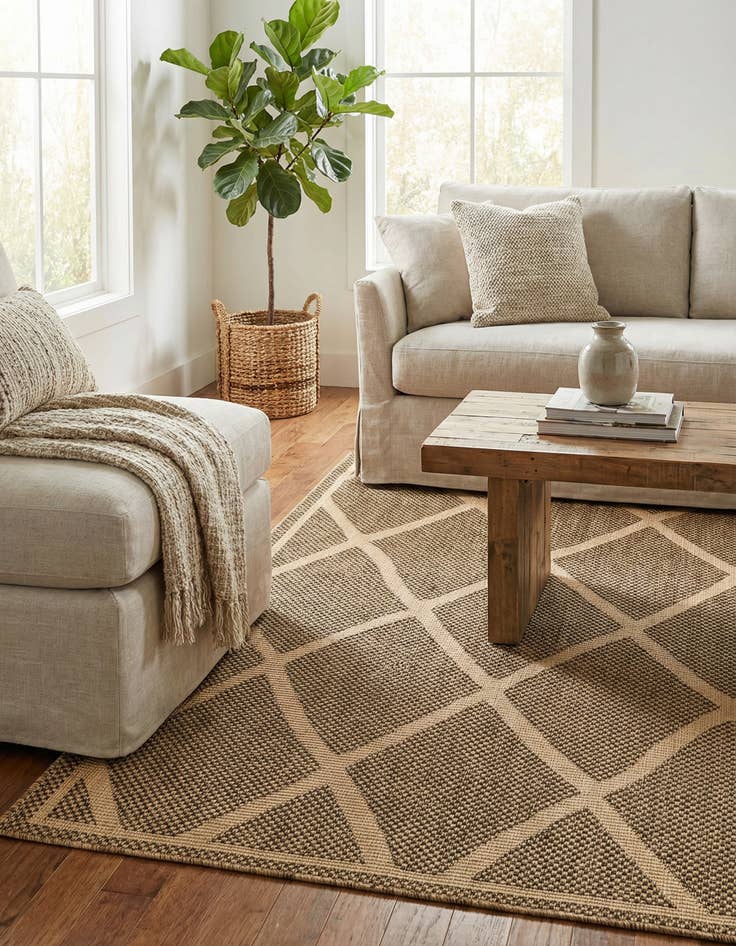 Detail image of 5' x 8' Washable Lattice Indoor / Outdoor Rug