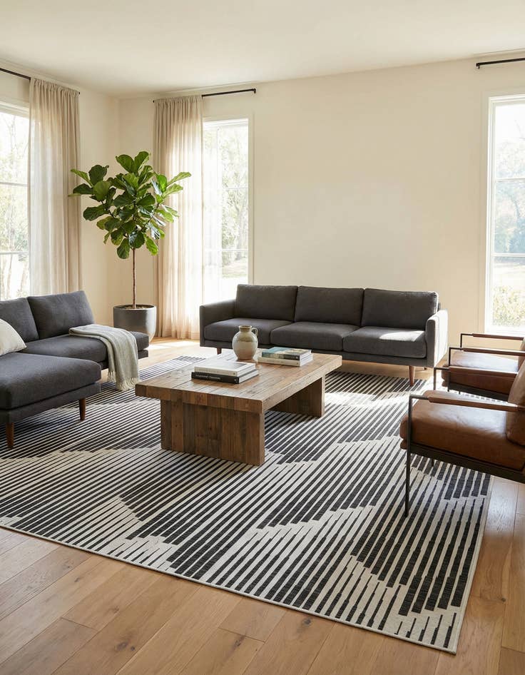 Detail image of 12' x 12'  Washable Modern Indoor / Outdoor Square Rug