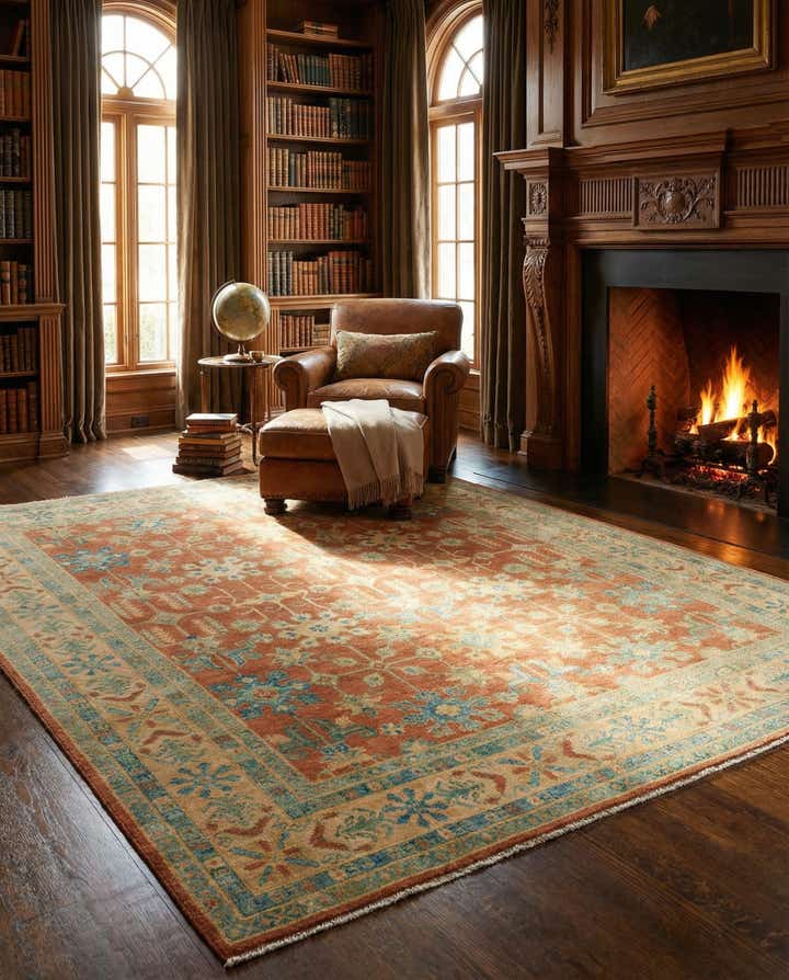 8' 1 x 9' 9 Hand Knotted Oushak Wool Rug