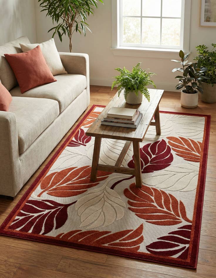 Detail image of 5' x 8' Washable Botanical Indoor / Outdoor Rug