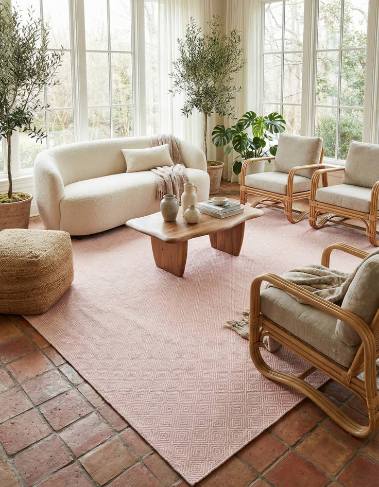 Detail image of  12' x 12'  Hand Woven Geo Trellis Flatweave Square Rug