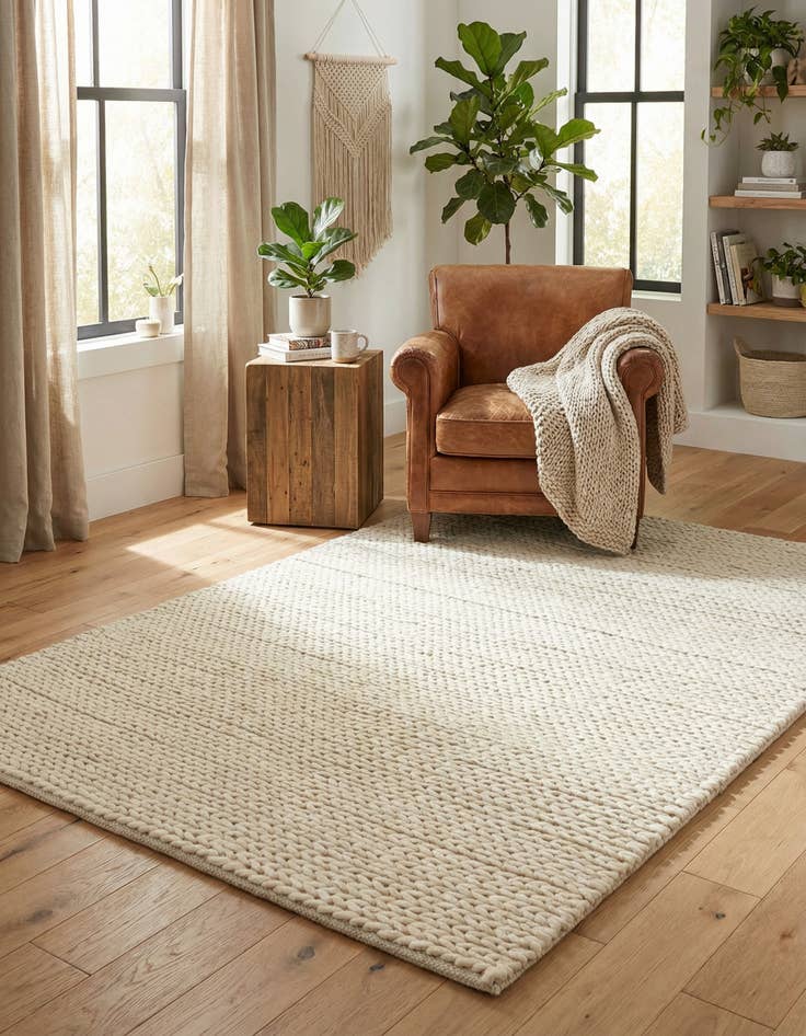 Detail image of 4' 1 x 6' 1  Hand Woven Lana New Zealand Wool Rug