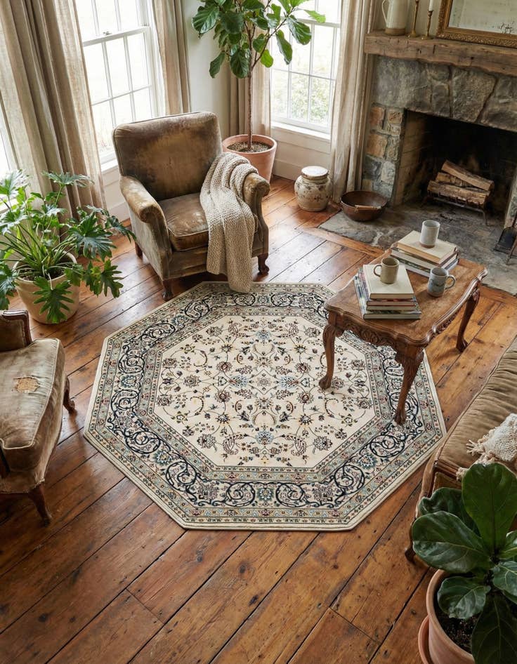 Detail image of 6' x 6' Nain Design Octagon Rug