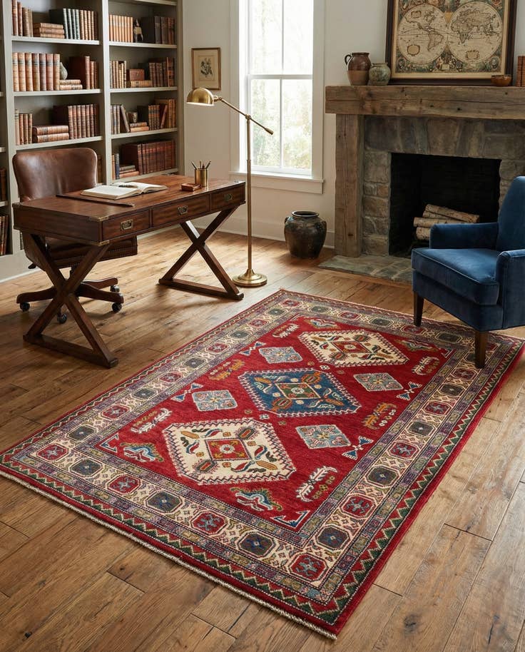 Detail image of 4' 1 x 6' Hand Knotted Kazak Rug