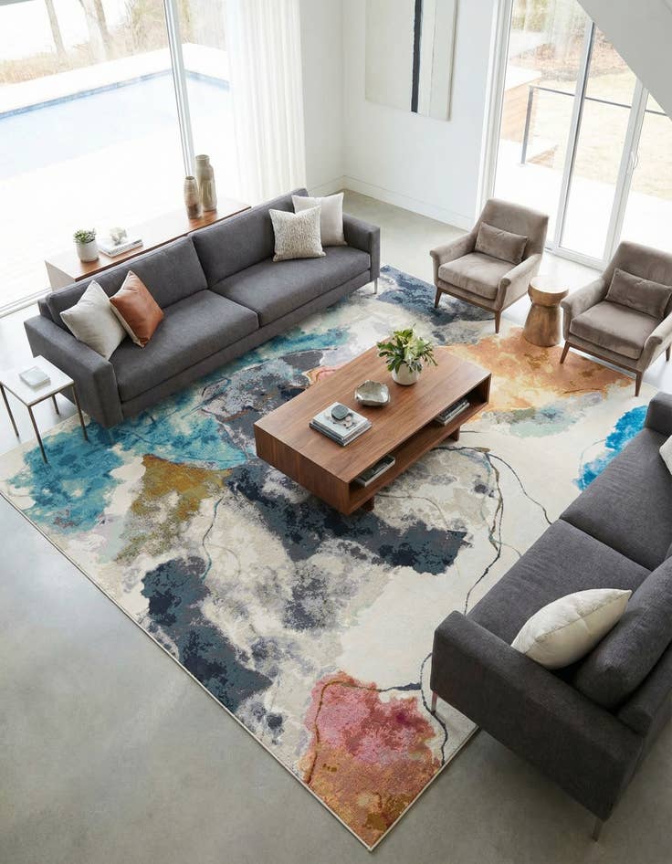 Detail image of 10' x 10' Washable Modern Indoor / Outdoor Square Rug