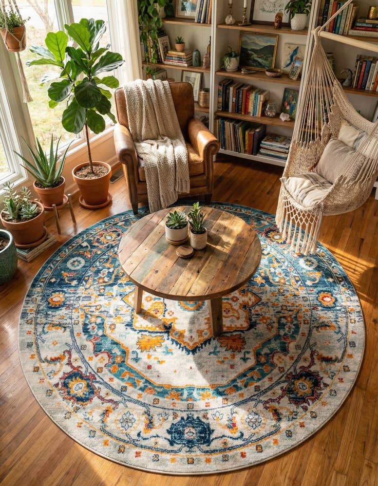 Detail image of 7' 10 x 7' 10 Madeline Vintage Round Rug