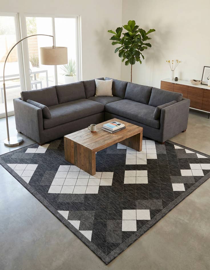 Detail image of 10' x 10'  Washable Modern Indoor / Outdoor Square Rug