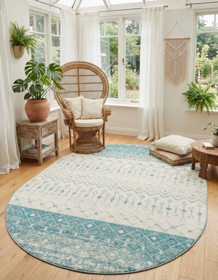 Detail image of  7' 10 x 10' Moroccan Trellis Oval Rug