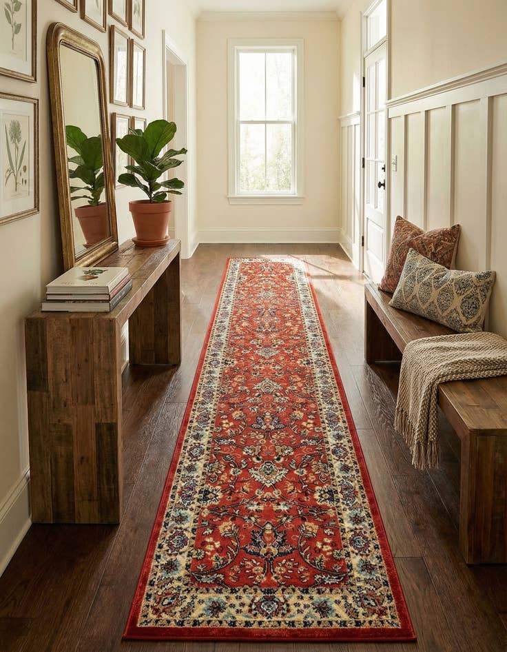 Detail image of 3' x 16' 5 Kashan Design Runner Rug