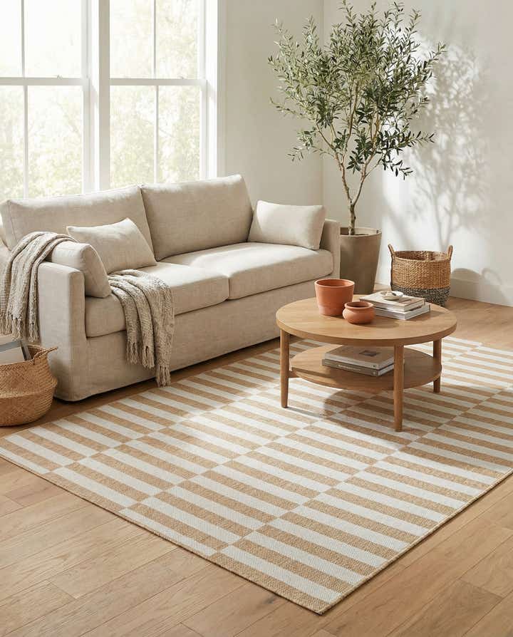 5' 3 x 8' Easy-Clean Striped Indoor / Outdoor Rug