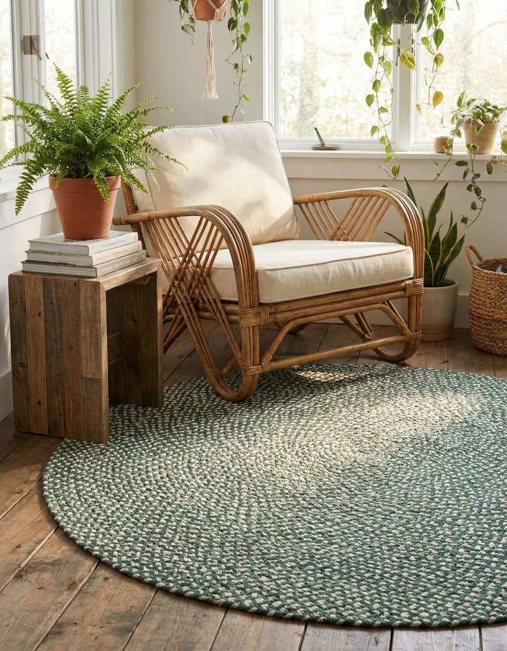 Detail image of 4' 1 x 4' 1 Handmade Tweed Braided Jute Round Rug