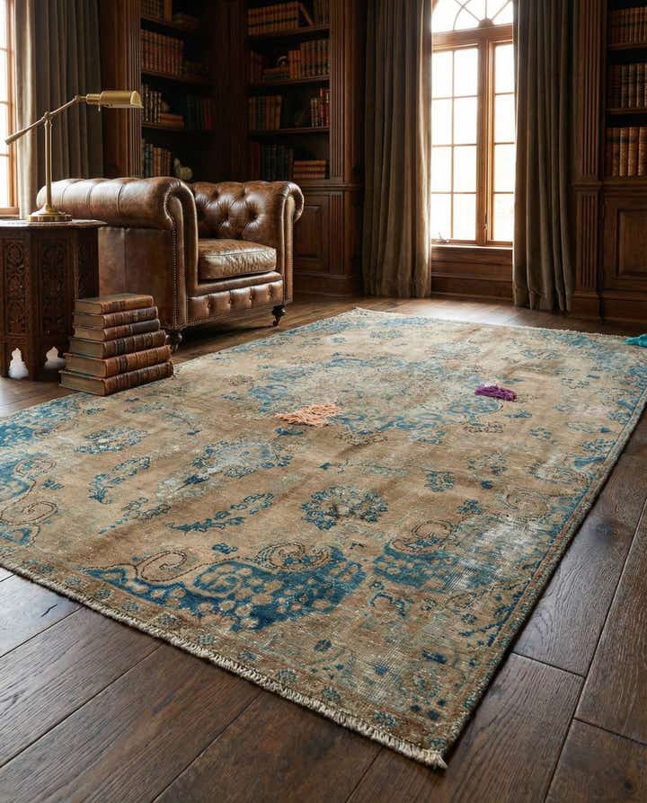 6' 1 x 9' 2 Hand Knotted Ultra Vintage Persian Wool Rug