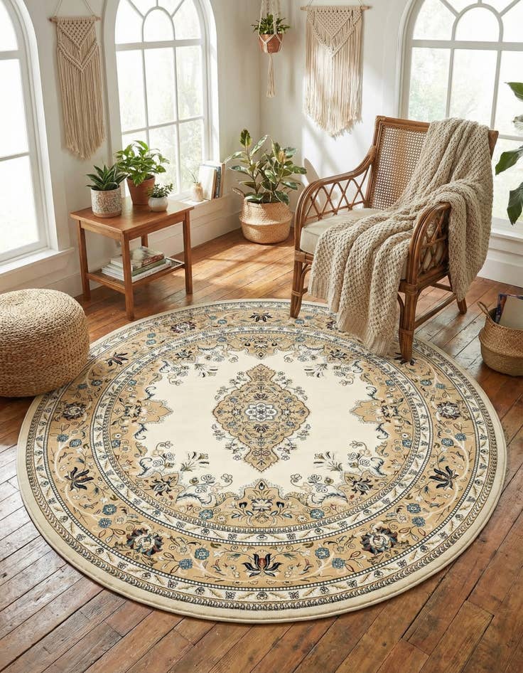 Detail image of 5' 3 x 5' 3 Nain Design Round Rug