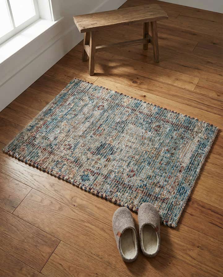 60cm x 95cm Handgewebt Chenille Jute Teppich