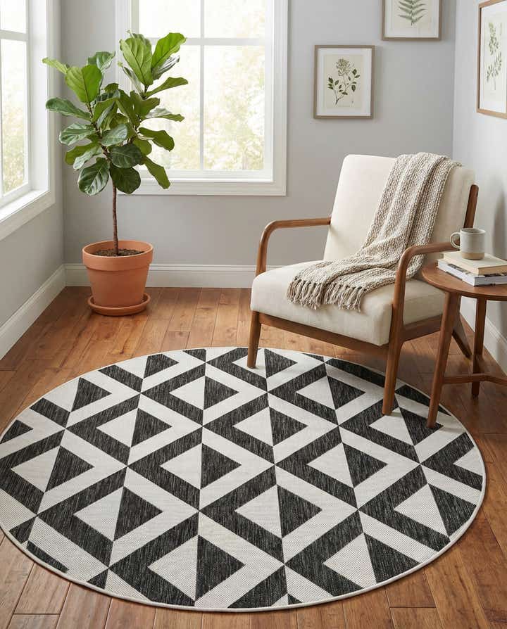 5' 3 x 5' 3 Easy-Clean Jill Zarin Napa Indoor / Outdoor Round Rug