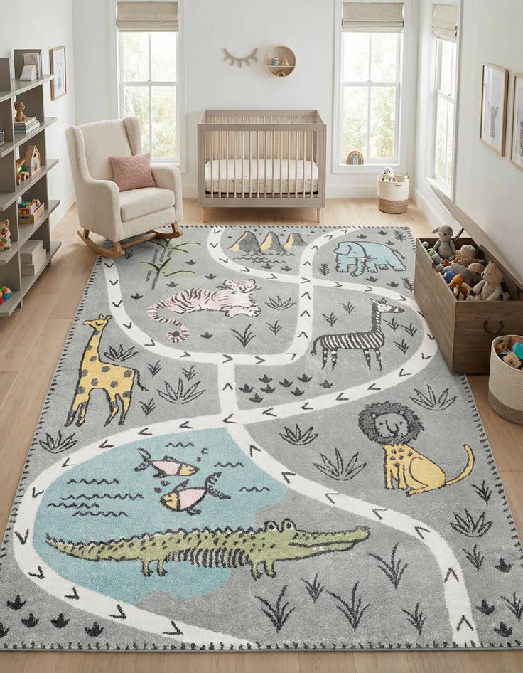 Detail image of 7' 10 x 10' Animals Whimsy Kids Rug