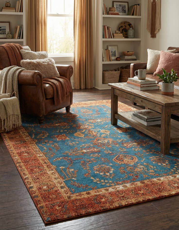 Detail image of 6' x 9'  Washable Traditional Indoor / Outdoor Rug