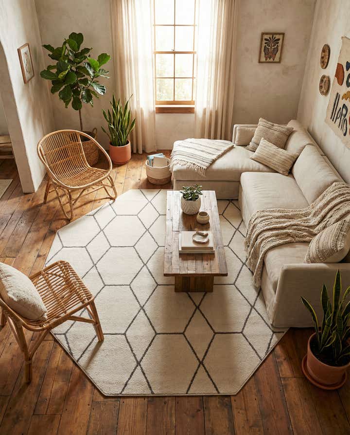 7' 10 x 7' 10 Lattice Frieze Octagon Rug