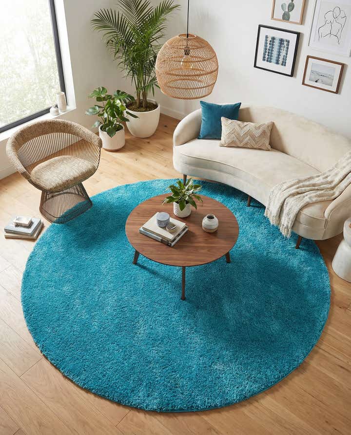 7' 10 x 7' 10 Solid Frieze Round Rug