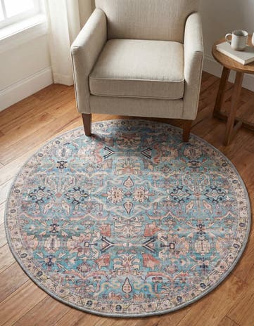 3' 3 x 3' 3 Washable Nostalgia Round Rug
