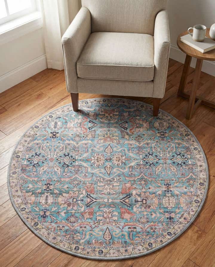 3' 3 x 3' 3 Washable Nostalgia Round Rug