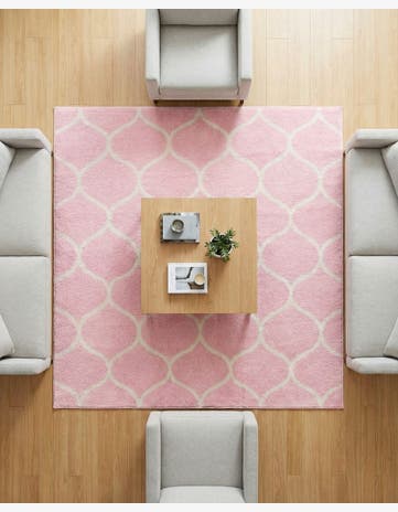 Light Pink Trellis Frieze Square Rug