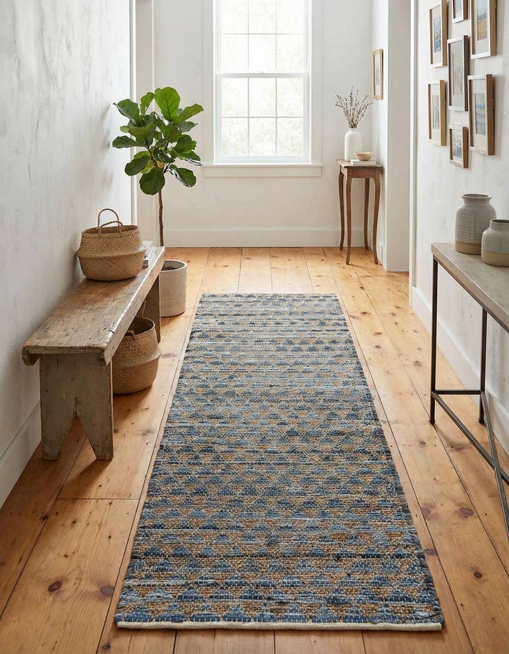 Detail image of 2' 7 x 10'  Hand Woven Chindi Jute Runner Rug