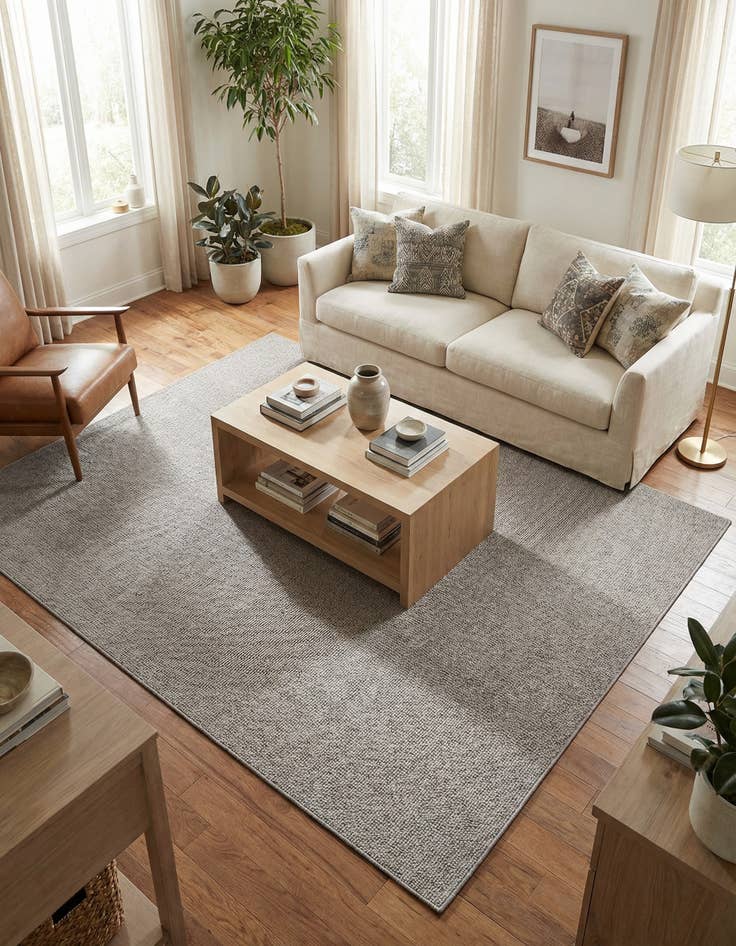 Detail image of 7' 10 x 10' Washable Solid Indoor / Outdoor Rug