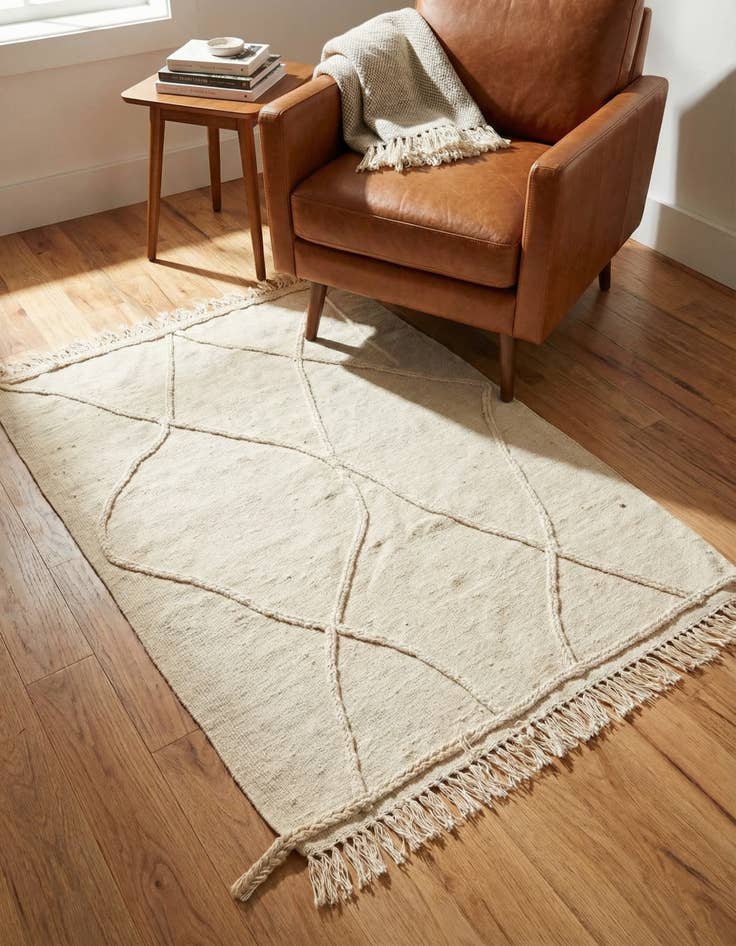 Detail image of 3' 5 x 5' Hand Knotted Moroccan Wool Rug