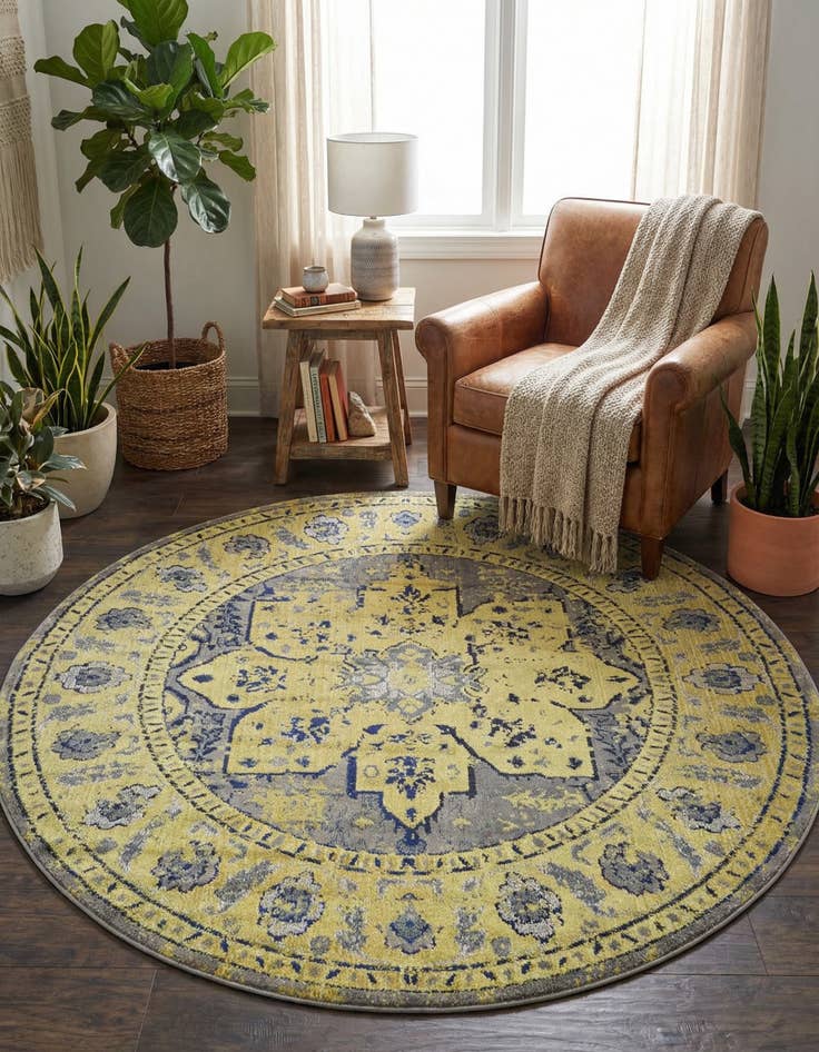 Detail image of 8' x 8' Washable Fleur Round Rug