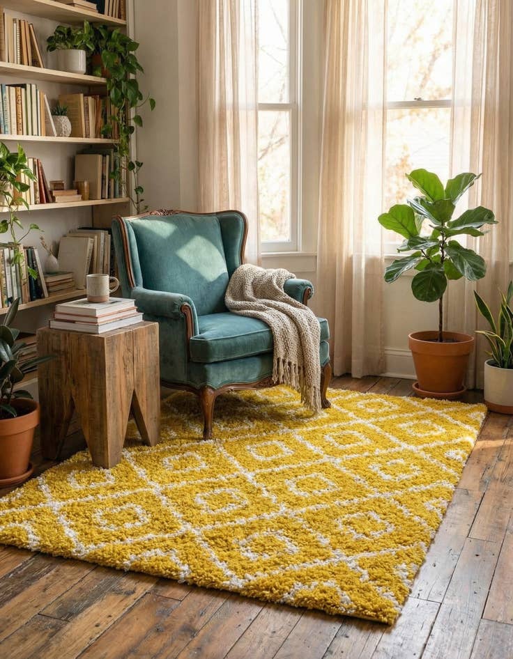 Detail image of 4' x 6' Lattice Shag Rug