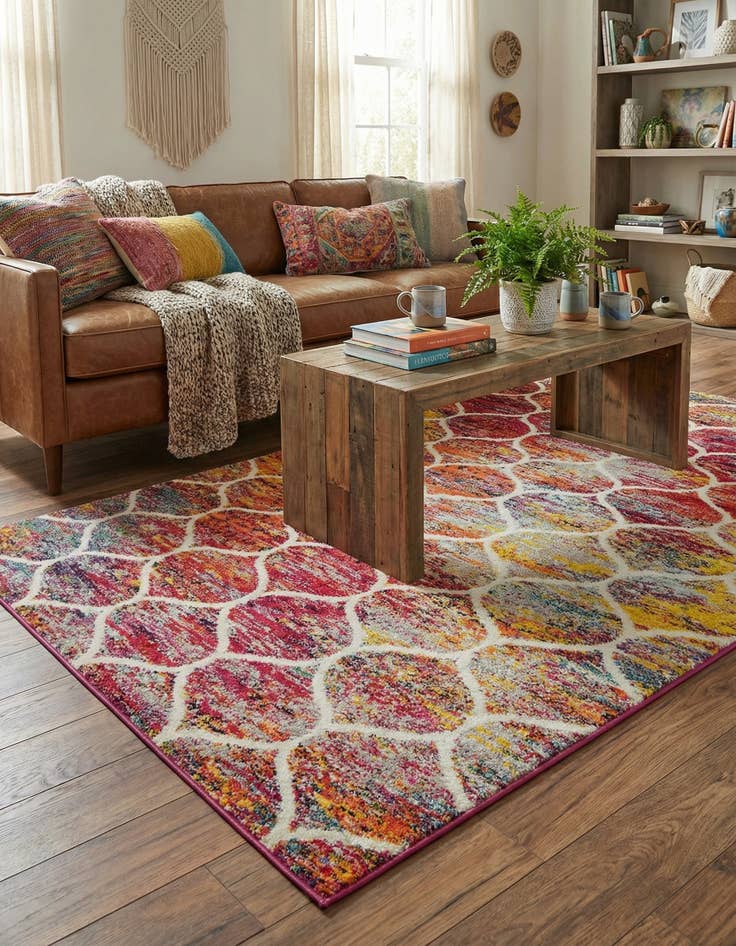 Detail image of 5' 3 x 8' Lattice Frieze Rug