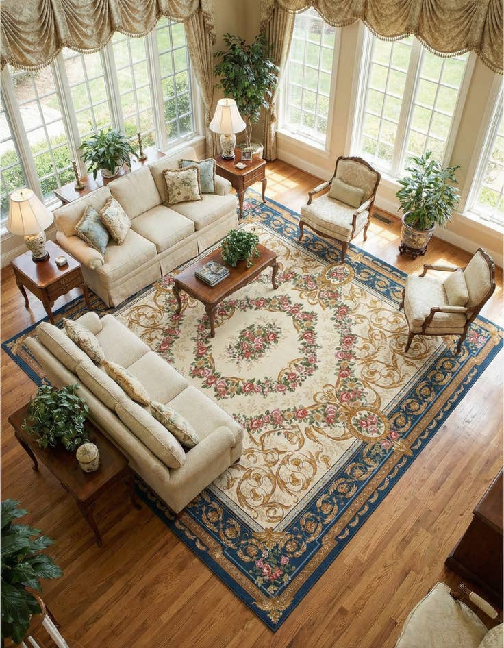 Detail image of 10' x 10' Easy-Clean Traditional Indoor / Outdoor Square Rug