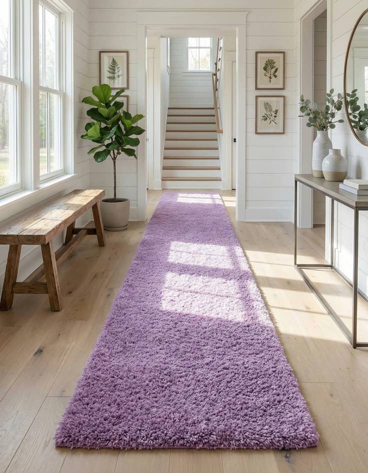 Detail image of 2' 7 x 16' 5 Solid Shag Runner Rug