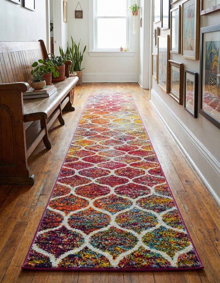 Detail image of 2' x 13' Lattice Frieze Runner Rug