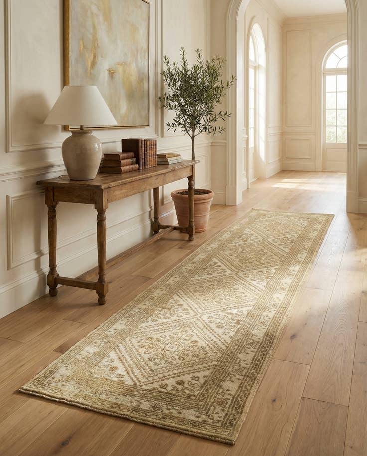 Detail image of 2' 6 x 10' 3 Hand Knotted Oushak Wool Runner Rug