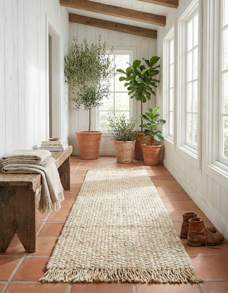 Detail image of 2' x 8' Hand Woven Chunky Jute Runner Rug