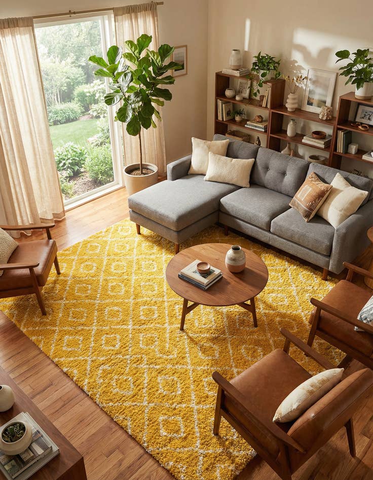 Detail image of 10' x 10' Lattice Shag Square Rug