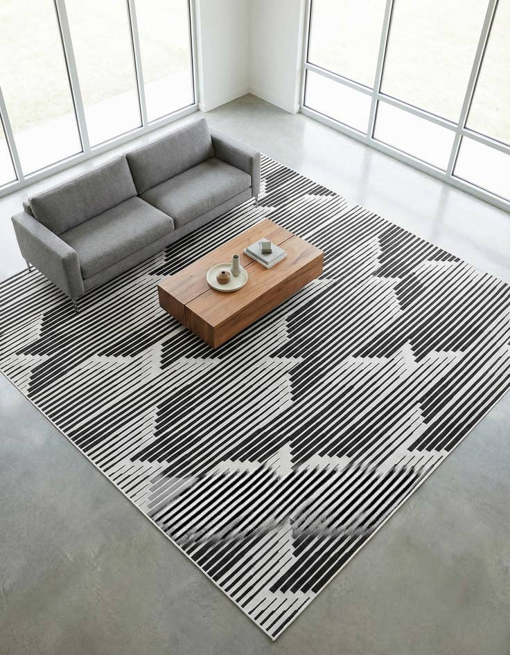Detail image of 12' x 12'  Washable Modern Indoor / Outdoor Square Rug