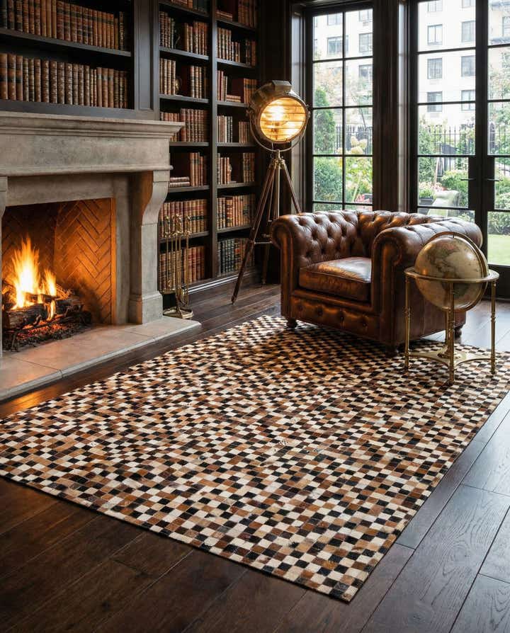 5' 3 x 7' 6 Cowhide Stocks Rug