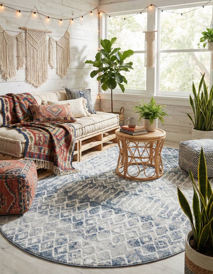 Detail image of 8' x 10' Bohemian Trellis Oval Rug