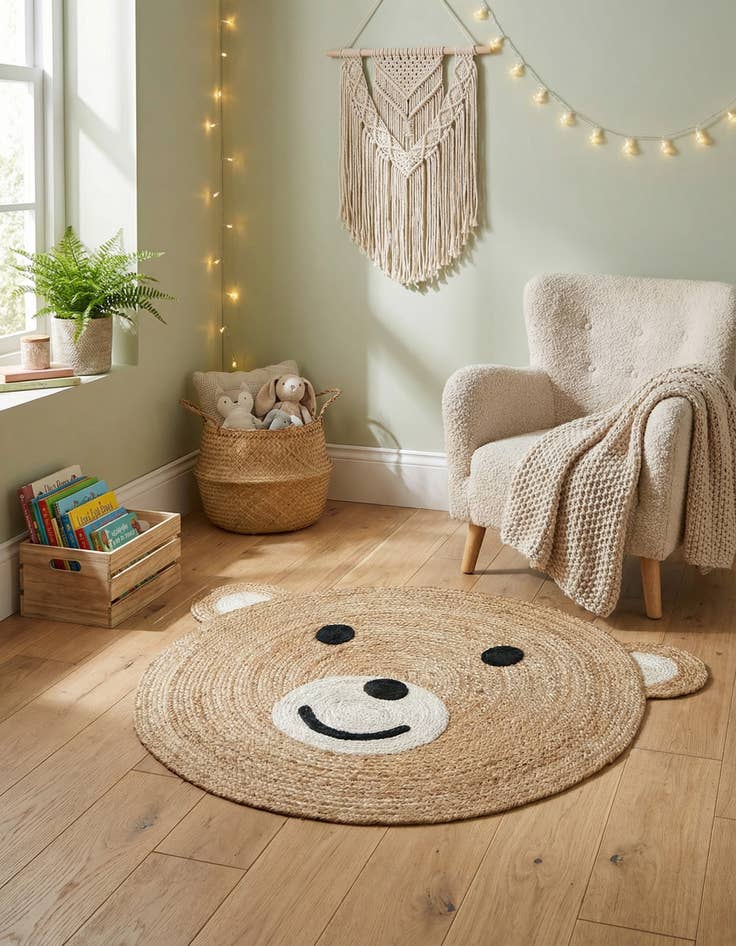 Detail image of 3' 1 x 3' 1  Hand Braided Kids Braided Jute Round Rug