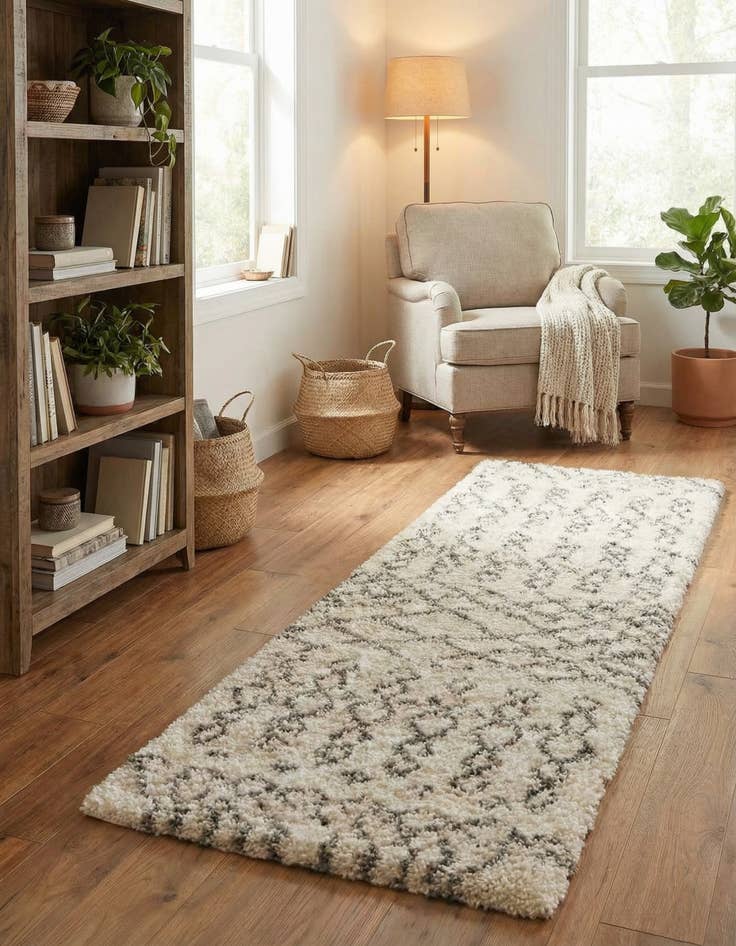 Detail image of 2' x 7' 1 Moroccan Shag Runner Rug